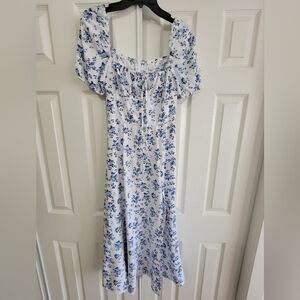 Floral Blue and White Dress